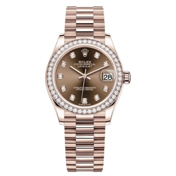 Réplica Rolex Datejust 31 Everose Gold Chocolate Diamond Dial Diamond Bezel Relógio feminino M278285RBR-0006