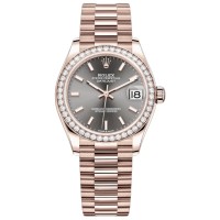 Cópia Rolex Datejust 31 Everose Gold Slate Dial Diamond Bezel Relógio feminino M278285RBR-0021