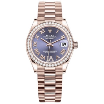 Relógio feminino Rolex Datejust 31 Everose Gold Aubergine Diamond Pave Roman Dial Diamond Bezel M278285RBR-0023