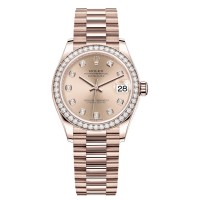 Relógio feminino Rolex Datejust 31 Everose Gold Rose Diamond Dial Diamond Bezel M278285RBR-0025