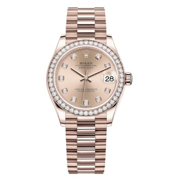 Relógio feminino Rolex Datejust 31 Everose Gold Rose Diamond Dial Diamond Bezel M278285RBR-0025