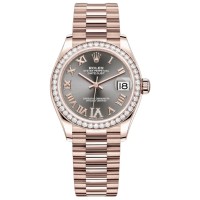 Relógio feminino Rolex Datejust 31 Everose Gold Slate Diamond Pave Roman Dial Diamond Bezel M278285RBR-0027