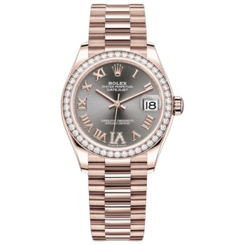 Relógio feminino Rolex Datejust 31 Everose Gold Slate Diamond Pave Roman Dial Diamond Bezel M278285RBR-0027