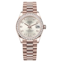 Réplica Rolex Datejust 31 Everose ouro prata diamante mostrador moldura de diamante relógio feminino M278285RBR-0030