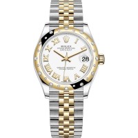 Falso Rolex Datejust 31 em aço inoxidável e ouro amarelo branco mostrador romano com moldura de diamante relógio feminino m278343rbr-0002