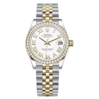 Cópia Rolex Datejust 31 em aço inoxidável e ouro amarelo branco mostrador romano com moldura de diamante relógio feminino M278383RBR-0002