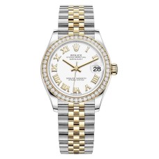 Cópia Rolex Datejust 31 em aço inoxidável e ouro amarelo branco mostrador romano com moldura de diamante relógio feminino M278383RBR-0002