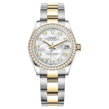 Cópia Rolex Datejust 31 em aço inoxidável e ouro amarelo madrepérola mostrador de diamante moldura de diamante relógio feminino M278383RBR-0027