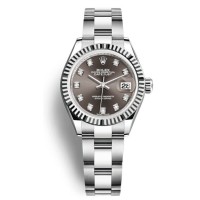 Réplica Rolex Lady-Datejust 28 relógio feminino com mostrador de diamante cinza escuro M279174-0016