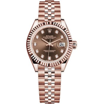 Cópia Rolex Lady-Datejust 28 Everose Gold Chocolate Diamond Dial Relógio feminino M279175-0010