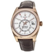 Relógio masculino Rolex Sky-Dweller com mostrador branco em ouro Everose 18kt M326135-0006-SD