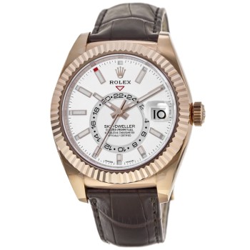 Relógio masculino Rolex Sky-Dweller com mostrador branco em ouro Everose 18kt M326135-0006-SD