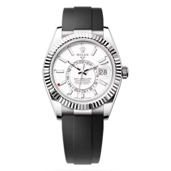 Réplica Rolex Sky-Dweller ouro branco mostrador branco relógio masculino Oysterflex M336239-0003