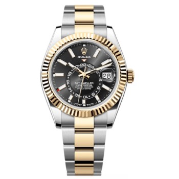 Cópia Rolex Sky-Dweller Rolesor Amarelo Mostrador Preto Oyster Relógio Masculino M336933-0003