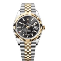 Réplica Rolex Sky-Dweller Rolesor Amarelo Mostrador Preto Jubileu Relógio Masculino M336933-0004