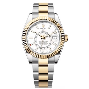 Relógio masculino Rolex Sky-Dweller amarelo Rolesor com mostrador branco Oyster M336933-0005