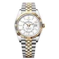 Cópia Rolex Sky-Dweller Rolesor Amarelo Mostrador Branco Jubileu Relógio Masculino M336933-0006