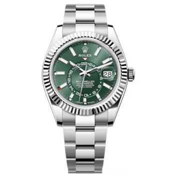 Réplica Rolex Sky-Dweller Rolesor Branco Menta Verde Dial Oyster Relógio Masculino M336934-0001