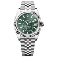 Relógio masculino Rolex Sky-Dweller branco Rolesor verde menta com mostrador Jubileu falso M336934-0002