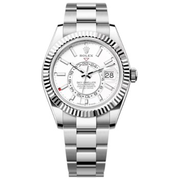 Relógio masculino Rolex Sky-Dweller Rolesor branco com mostrador branco Oyster M336934-0003