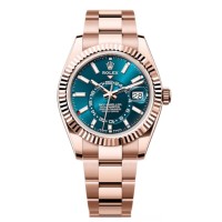 Réplica Rolex Sky-Dweller ouro rosa azul-verde mostrador Oyster relógio masculino M336935-0001