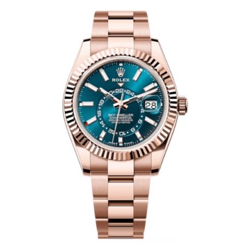 Réplica Rolex Sky-Dweller ouro rosa azul-verde mostrador Oyster relógio masculino M336935-0001