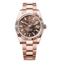 Cópia Rolex Sky-Dweller ouro rosa chocolate mostrador relógio masculino Oyster M336935-0002