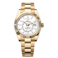 Copiar relógio masculino Rolex Sky-Dweller ouro amarelo com mostrador branco Oyster M336938-0003