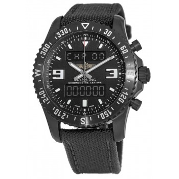 Réplica Breitling Profissional Chronospace Militar Preto Aço Digital & amp; Relógio analógico masculino M78367101B1W1-PO