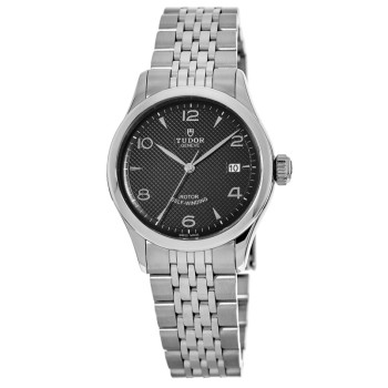 Relógio feminino falso Tudor 1926 28 mm com mostrador preto em aço inoxidável M91350-0002