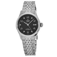 Réplica de relógio feminino Tudor 1926 28 mm com conjunto de diamantes pretos em aço inoxidável M91350-0004