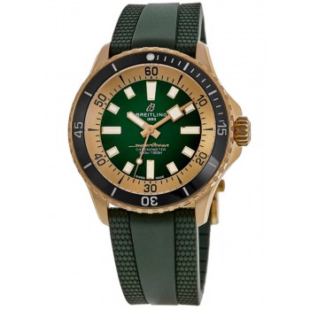 Cópia Breitling Superocean Automático 42 Mostrador Verde Pulseira De Borracha Relógio Masculino N17375201L1S1