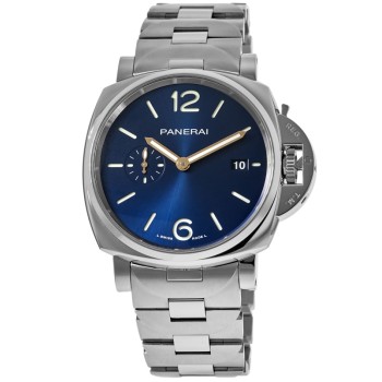 Réplica Panerai Luminor Due 42mm Relógio Masculino de Aço com Mostrador Azul PAM01124