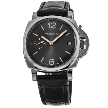 Replica Relógio Panerai Luminor Due 38 mm com mostrador cinza e pulseira de couro PAM01247