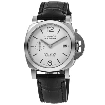 Replica Relógio Panerai Luminor Quaranta com mostrador branco e pulseira de couro PAM01371