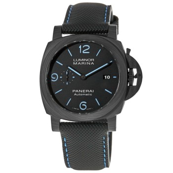 Replica Relógio Panerai Luminor Marina Carbotech com mostrador preto automático e pulseira de borracha PAM01661