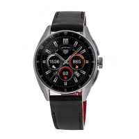 Réplica Tag Heuer Connected Calibre E4 - Relógio masculino com pulseira de couro com mostrador preto de 42 mm SBR8010.BC6608