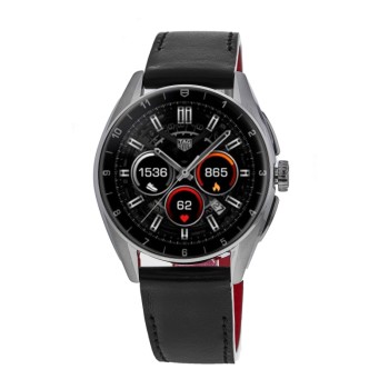 Réplica Tag Heuer Connected Calibre E4 - Relógio masculino com pulseira de couro com mostrador preto de 42 mm SBR8010.BC6608