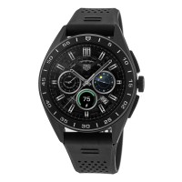 Copiar Tag Heuer Connected Calibre E4 - Relógio masculino com pulseira de borracha com mostrador preto de 45 mm SBR8A80.BT6261