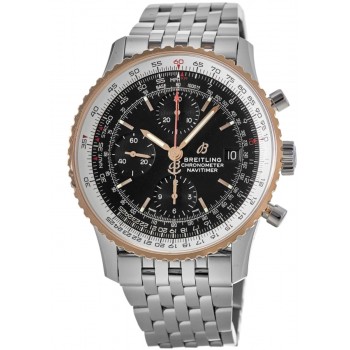 Falso Breitling Navitimer 1 Cronógrafo 41 Aço e amp; Relógio masculino com mostrador preto em ouro rosa U13324211B1A1-PO