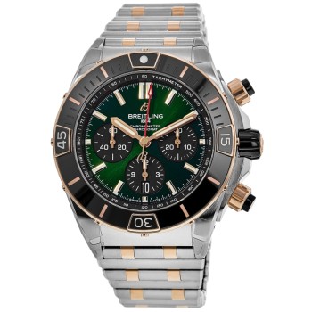 Replica Relógio Breitling Super Chronomat B01 44 com mostrador cronógrafo verde em aço UB0136251L1U1