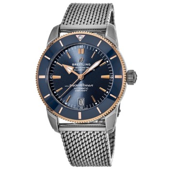 Copiar Breitling Superocean Heritage 42 Blue Dial Rose Gold &amp; Relógio masculino em aço UB2010161C1A1