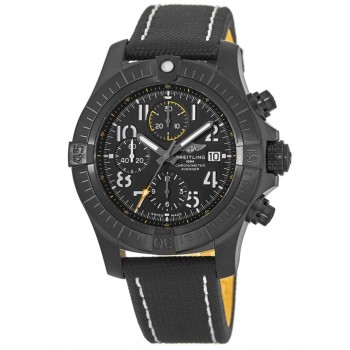 Réplica Breitling Avenger Chronograph 45 Night Mission Mostrador Preto Implantação Pulseira de Couro Relógio Masculino V13317101B1X2