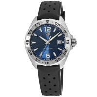 Copiar relógio masculino Tag Heuer Fórmula 1 quartzo azul com pulseira de borracha preta WAZ1118.FT8023