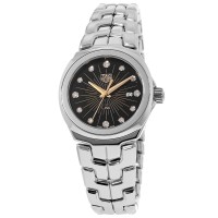 Réplica Tag Heuer Link Quartz 32mm Mostrador Preto Relógio Feminino de Aço Inoxidável WBC131F.BA0649