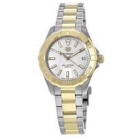 Falso Tag Heuer Aquaracer Lady 300M 32MM Ouro Amarelo e amp; Relógio feminino em aço WBD1320.BB0320