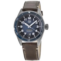 Cópia Tag Heuer Autavia Calibre 5 cronômetro mostrador azul pulseira de couro relógio masculino WBE5116.FC8266