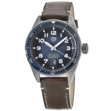 Cópia Tag Heuer Autavia Calibre 5 cronômetro mostrador azul pulseira de couro relógio masculino WBE5116.FC8266