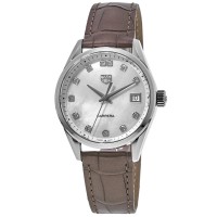 Cópia Tag Heuer Carrera Quartz Diamond Dial Taupe Pulseira de couro Relógio feminino WBK1318.FC8258