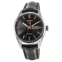 Copiar relógio masculino Tag Heuer Carrera calibre 5 dias com mostrador preto com pulseira de couro WBN2013.FC6503